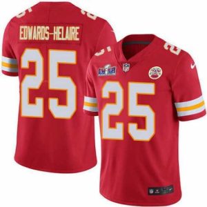Premium Nike Kansas City Chiefs 25 Clyde Edwards Helaire Red Team Color Bound Stitched NFL Vapor Untouchable Limited 2024 Super Bowl LVIII Jersey