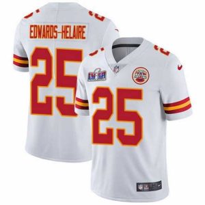 Marvelous Nike Kansas City Chiefs 25 Clyde Edwards Helaire White Bound Stitched NFL Vapor Untouchable Limited 2024 Super Bowl LVIII Jersey