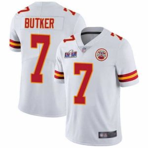 Exceptional Nike Kansas City Chiefs 7 Harrison Butker White Bound Stitched NFL Vapor Untouchable Limited 2024 Super Bowl LVIII Jersey