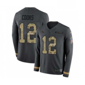 Gorgeous Nike Los Angeles Rams 12 Brandin Cooks Limited Black Salute to Service Therma Long Sleeve NFL Jersey