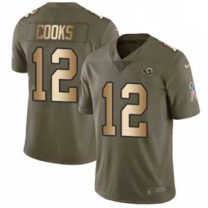 Exquisite Nike Los Angeles Rams 12 Brandin Cooks Limited OliveGold 2017 Salute to Service NFL Jersey