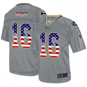 Marvelous Nike Los Angeles Rams 16 Jared Goff Elite Grey USA Flag Fashion NFL Jersey