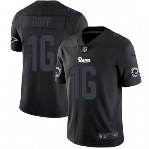 Finest Nike Los Angeles Rams 16 Jared Goff Limited Black Rush Impact NFL Jersey