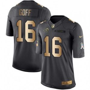 Exceptional Nike Los Angeles Rams 16 Jared Goff Limited BlackGold Salute to Service NFL Jersey