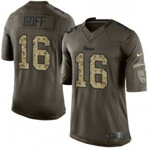 Finest Nike Los Angeles Rams 16 Jared Goff Limited Green Salute to Service NFL Jersey