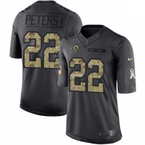 Gorgeous Nike Los Angeles Rams 22 Marcus Peters Limited Black 2016 Salute to Service NFL Jersey