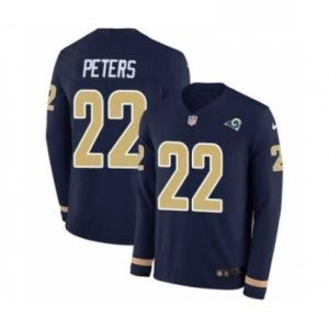 Superior Nike Los Angeles Rams 22 Marcus Peters Limited Navy Blue Therma Long Sleeve NFL Jersey