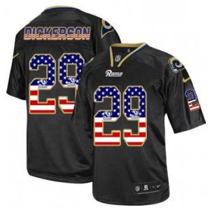 Exquisite Nike Los Angeles Rams 29 Eric Dickerson Elite Black USA Flag Fashion NFL Jersey