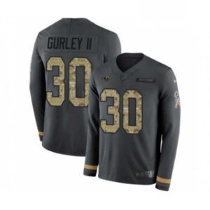 Superior Nike Los Angeles Rams 30 Todd Gurley Limited Black Salute to Service Therma Long Sleeve NFL Jersey