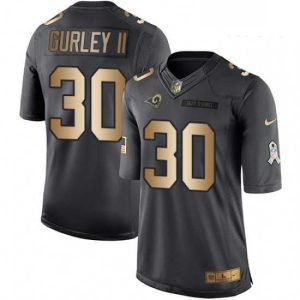 Gorgeous Nike Los Angeles Rams 30 Todd Gurley Limited BlackGold Salute to Service NFL Jersey