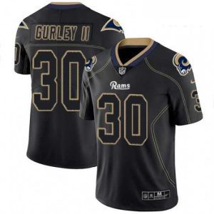 Finest Nike Los Angeles Rams 30 Todd Gurley Limited Lights Out Black Rush NFL Jersey