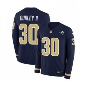 Exceptional Nike Los Angeles Rams 30 Todd Gurley Limited Navy Blue Therma Long Sleeve NFL Jersey