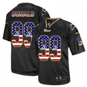 Superb Nike Los Angeles Rams 99 Aaron Donald Elite Black USA Flag Fashion NFL Jersey