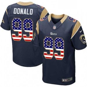 Exquisite Nike Los Angeles Rams 99 Aaron Donald Elite Navy Blue Home USA Flag Fashion NFL Jersey