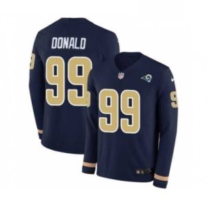 Gorgeous Nike Los Angeles Rams 99 Aaron Donald Limited Navy Blue Therma Long Sleeve NFL Jersey