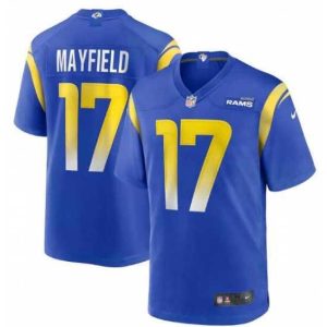High quality Nike Los Angeles Rmas Baker Mayfield #17 Blue Vapor Limited Jersey