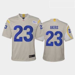 Exquisite Nike Rams 23 Cam Akers Bone Vapor Limited Jersey