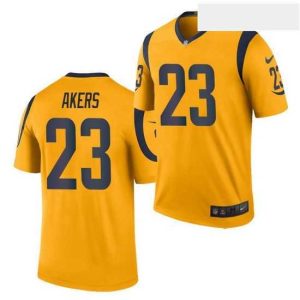 Finest Nike Rams 23 Cam Akers Gold Rush Limtited Jersey