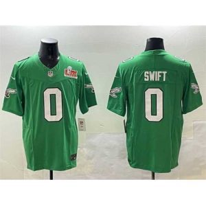 Outstanding Philadelphia Eagles 0 D 27Andre Swift Green 2025 Super Bowl LIX Patch F.U.S.E  Throwback Vapor Untouchable Limited Stitched Football Jersey