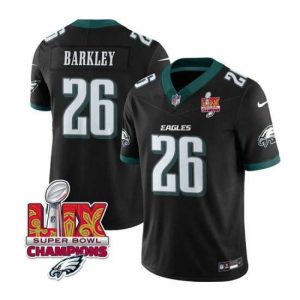 Marvelous Philadelphia Eagles 26 Saquon Barkley Black 2025 Eagles Logo Super Bowl LIX Patch New F.U.S.E  Vapor Untouchable Limited Stitched Football Jersey