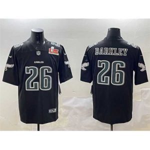 Superb Philadelphia Eagles 26 Saquon Barkley Black 2025 Super Bowl LIX Patch Fashion Vapor Untouchable Limited Stitched Football Jersey