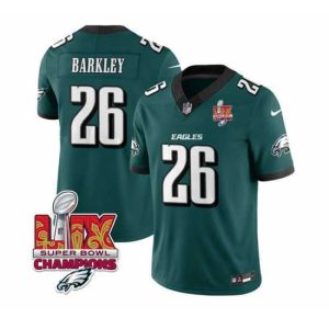 Superb Philadelphia Eagles 26 Saquon Barkley Green 2025 Eagles Logo Super Bowl LIX Patch New F.U.S.E  Vapor Untouchable Limited Stitched Football Jersey