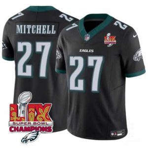 Exceptional Philadelphia Eagles 27 Quinyon Mitchell Black 2025 Eagles Logo Super Bowl LIX Patch New F.U.S.E  Vapor Untouchable Limited Stitched Football Jersey