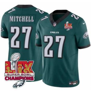 Premium Philadelphia Eagles 27 Quinyon Mitchell Green 2025 Eagles Logo Super Bowl LIX Patch New F.U.S.E  Vapor Untouchable Limited Stitched Football Jersey