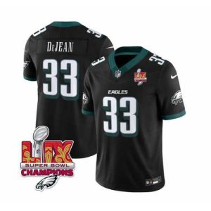 Finest Philadelphia Eagles 33 Cooper DeJean Black 2025 Eagles Logo Super Bowl LIX Patch New F.U.S.E  Vapor Untouchable Limited Stitched Football Jersey
