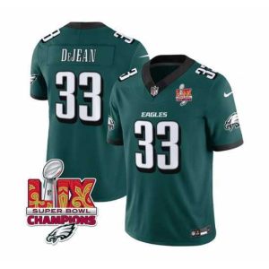 Superior Philadelphia Eagles 33 Cooper DeJean Green 2025 Eagles Logo Super Bowl LIX Patch New F.U.S.E  Vapor Untouchable Limited Stitched Football Jersey