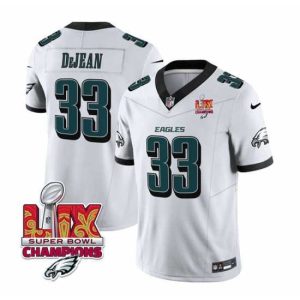 Superb Philadelphia Eagles 33 Cooper DeJean White 2025 Eagles Logo Super Bowl LIX Patch New F.U.S.E  Vapor Untouchable Limited Stitched Football Jersey