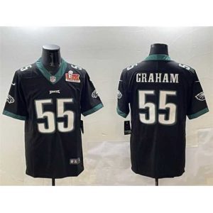 Superb Philadelphia Eagles 55 Brandon Graham Black 2025 Super Bowl LIX Patch Vapor Untouchable Limited Stitched Football Jersey