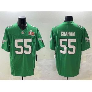 Marvelous Philadelphia Eagles 55 Brandon Graham Green 2025 Super Bowl LIX Patch F.U.S.E  Throwback Vapor Untouchable Limited Stitched Football Jersey