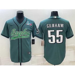 Exceptional Philadelphia Eagles 55 Brandon Graham Green With Super Bowl LVII Patch Cool Base Stitched Baseball Jersey