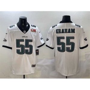 Outstanding Philadelphia Eagles 55 Brandon Graham White 2025 Super Bowl LIX Patch New Vapor Untouchable Limited Stitched Football Jersey