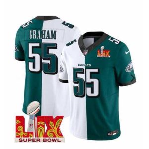 High quality Philadelphia Eagles 55 Brandon Graham White Green Split 2025 Super Bowl LIX Patch F.U.S.E  Vapor Untouchable Limited Stitched Football Jersey