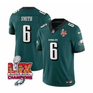 Finest Philadelphia Eagles 6 DeVonta Smith Green 2025 Eagles Logo Super Bowl LIX Patch New F.U.S.E  Vapor Limited Stitched Football Jersey