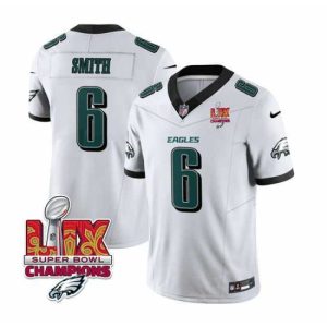 Exquisite Philadelphia Eagles 6 DeVonta Smith White 2025 Eagles Logo Super Bowl LIX Patch New F.U.S.E  Vapor Untouchable Limited Stitched Football Jersey