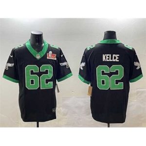 Gorgeous Philadelphia Eagles 62 Jason Kelce Black 2025 Super Bowl LIX Patch F.U.S.E  Vapor Untouchable Limited Stitched Football Jersey
