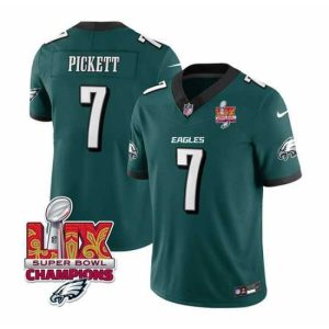 Exquisite Philadelphia Eagles 7 Kenny Pickett Green 2025 Eagles Logo Super Bowl LIX Patch New F.U.S.E  Vapor Limited Stitched Football Jersey