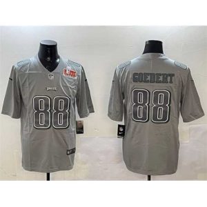 Exceptional Philadelphia Eagles 88 Dallas Goedert Grey 2025 Super Bowl LIX Patch Atmosphere Fashion Vapor Untouchable Limited Stitched Football Jersey