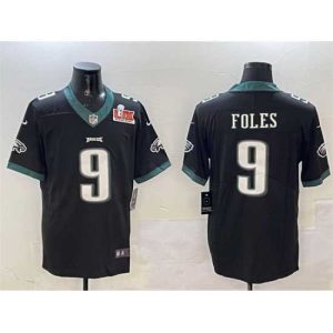 Outstanding Philadelphia Eagles 9 Nick Foles Black 2025 Super Bowl LIX Patch Vapor Untouchable Limited Stitched Football Jersey