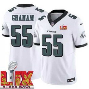 Exquisite Philadelphia Eagles Brandon Graham #55 White 2024 2025 Super Bowl LIX F.U.S.E Stitched NFL Jersey