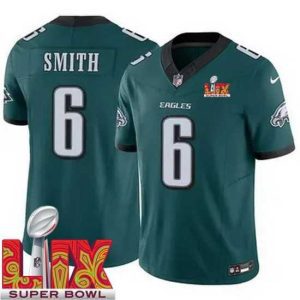 High quality Philadelphia Eagles DeVonta Smith #6 Green 2024 2025 Super Bowl LIX F.U.S.E Stitched NFL Jersey