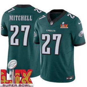 High quality Philadelphia Eagles Quinyon Mitchell #27 Green 2024 2025 Super Bowl LIX F.U.S.E Stitched NFL Jersey