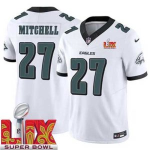 Finest Philadelphia Eagles Quinyon Mitchell #27 White 2024 2025 Super Bowl LIX F.U.S.E Stitched NFL Jersey