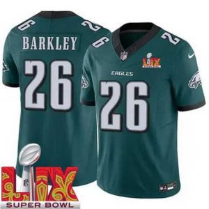 Marvelous Philadelphia Eagles Saquon Barkley #26 Green 2024 2025 Super Bowl LIX F.U.S.E Stitched NFL Jersey