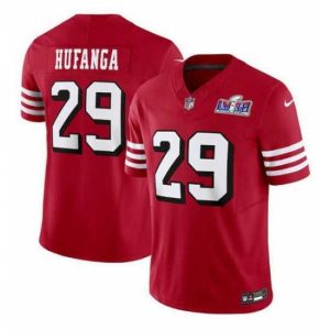 Superior San Francisco 49ers 29 Talanoa Hufanga New Red 2023 F.U.S.E  Stitched Football 2024 Super Bowl LVIII Jersey