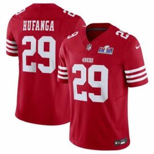 Gorgeous San Francisco 49ers 29 Talanoa Hufanga Red 2023 F.U.S.E  With John Madden Patch Vapor Limited Stitched Football 2024 Super Bowl LVIII Jersey