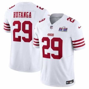 Exquisite San Francisco 49ers 29 Talanoa Hufanga White 2023 F.U.S.E  With John Madden Patch Vapor Limited Stitched Football 2024 Super Bowl LVIII Jersey